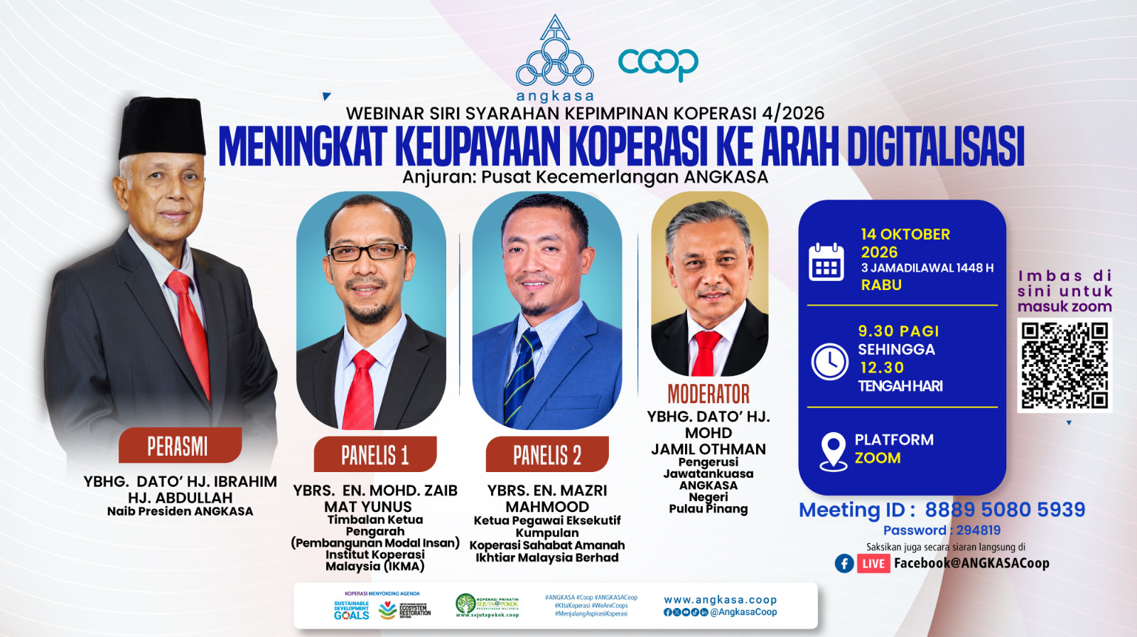 Poster: Webinar Siri Syarahan Kepimpinan Koperasi 4/2026 “Meningkat Keupayaan Koperasi ke Arah Digitalisasi”
